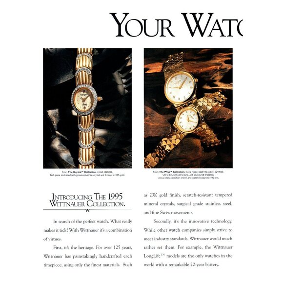 1995 Wittnauer Watch Collection 2 Page Vintage Print Ad 90s Fashion Wall Art - Picture 3 of 4